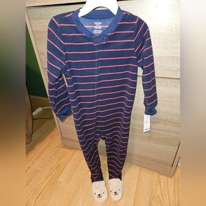 Carter's Navy and Red Striped Footie Pajamas